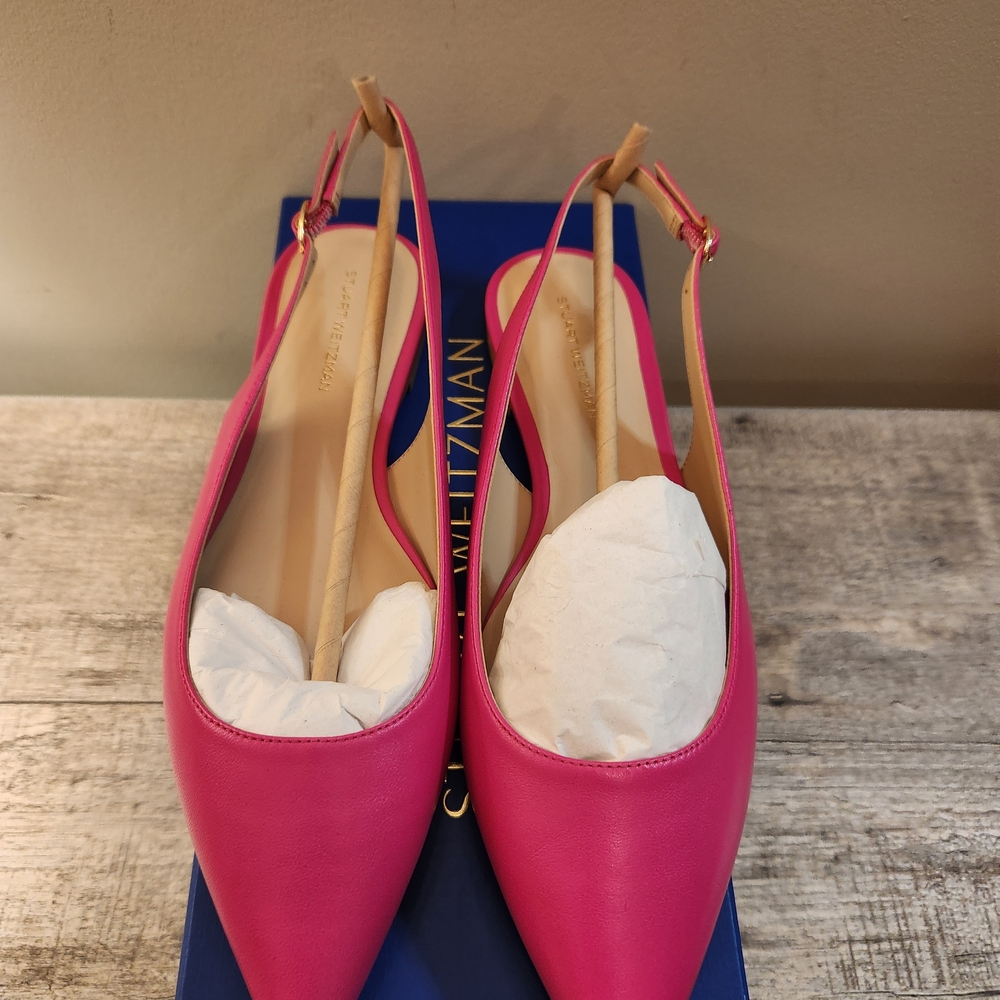 NIB Stewart Weitzmam Women's Mara Slingback Flats Pink Size 8.5